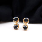 1 CT Simple Black Spinel Two Stone Infinity Stud Earrings Black Spinel - ( AAA ) - Quality - Rosec Jewels