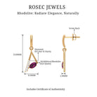 0.75 CT Rhodolite and Diamond Geometric Dangle Earrings Rhodolite - ( AAA ) - Quality - Rosec Jewels