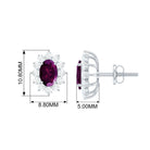 2 CT Oval Cut Rhodolite and Diamond Starburst Stud Earrings Rhodolite - ( AAA ) - Quality - Rosec Jewels