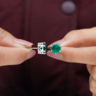 Round Lab Grown Emerald Solitaire Stud Earrings Lab Created Emerald - ( AAAA ) - Quality - Rosec Jewels