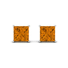 Prong Set Princess Cut Solitaire Citrine Stud Earrings Citrine - ( AAA ) - Quality - Rosec Jewels