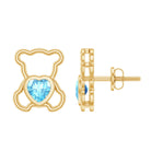 1/2 CT Aquamarine Teddy Bear Stud Earrings Aquamarine - ( AAA ) - Quality - Rosec Jewels