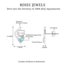 1/2 CT Heart Shape Aquamarine Cat Stud Earrings with Diamond Aquamarine - ( AAA ) - Quality - Rosec Jewels