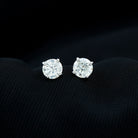 Round Shape Moissanite Solitaire Stud Earrings in Claw Setting Moissanite - ( D-VS1 ) - Color and Clarity - Rosec Jewels