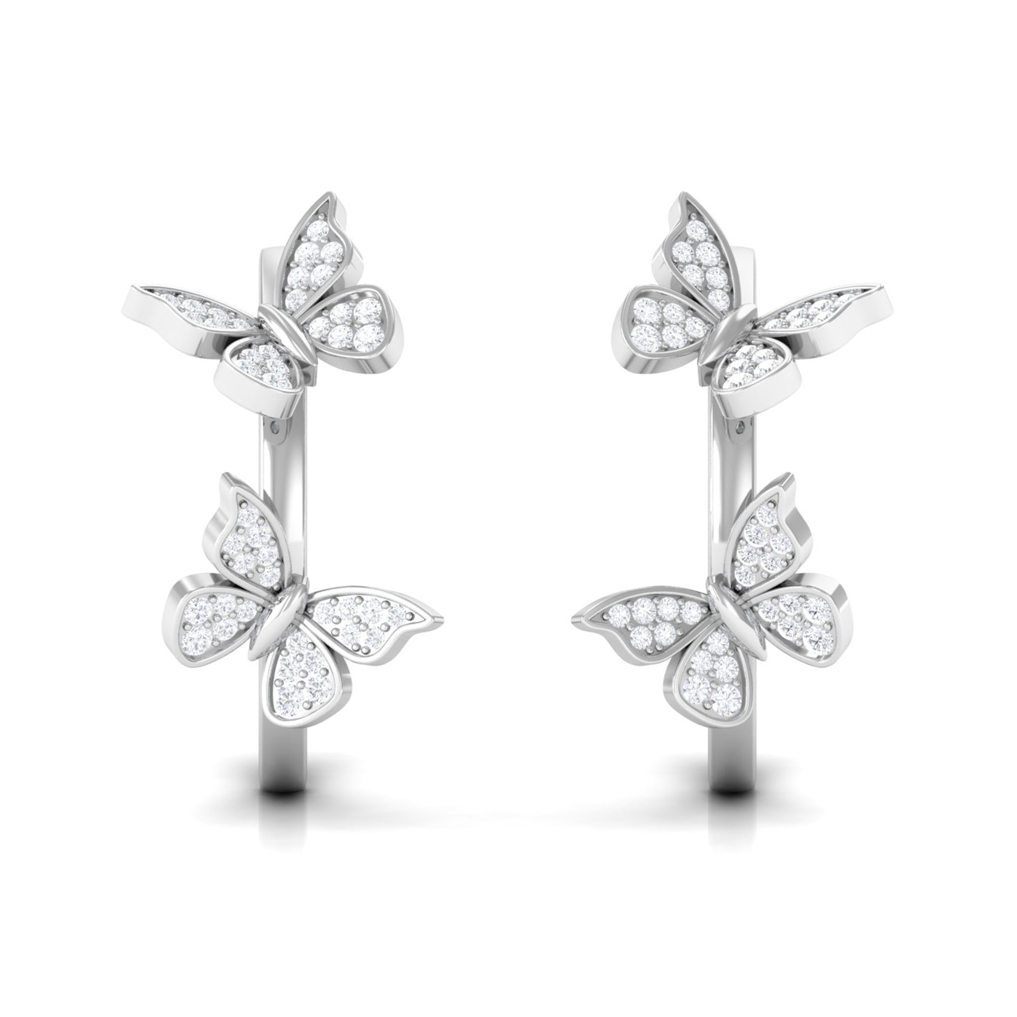 Butterfly Inspired Diamond Half Hoop Earrings Diamond - ( HI-SI ) - Color and Clarity - Rosec Jewels