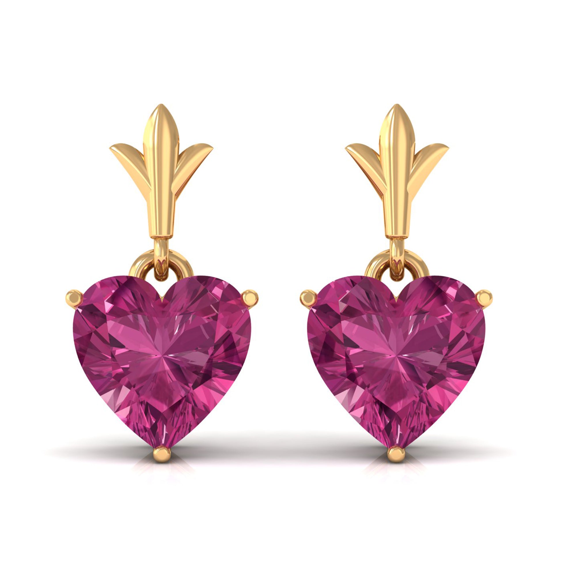 6 MM Heart Shape Pink Tourmaline Drop Stud Earrings Pink Tourmaline - ( AAA ) - Quality - Rosec Jewels