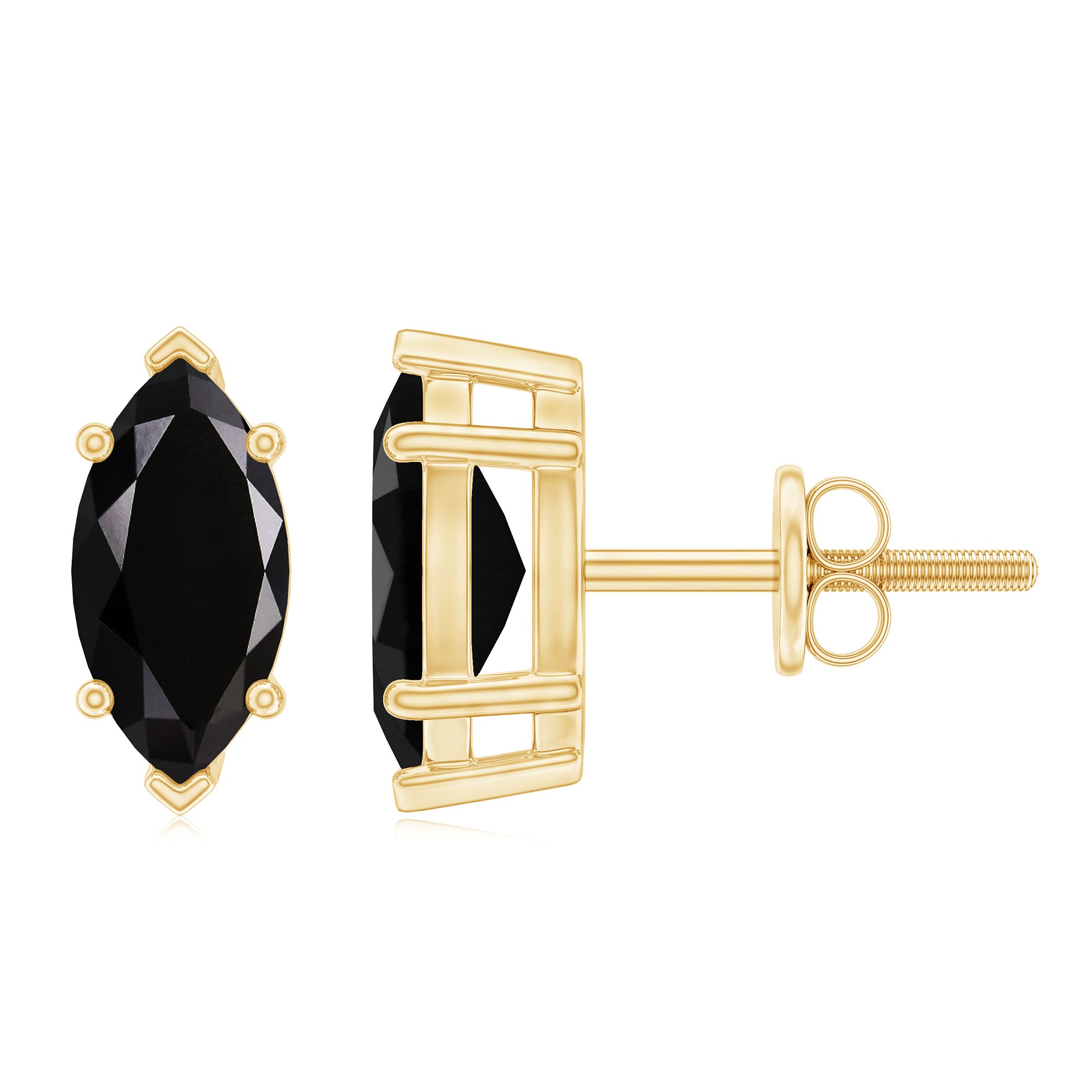 8X4 MM Marquise Cut Created Black Diamond Solitaire Stud Earring Lab Created Black Diamond - ( AAAA ) - Quality - Rosec Jewels