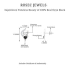 1/2 CT Heart Shape Black Onyx and Moissanite Cat Stud Earrings in Silver - Rosec Jewels