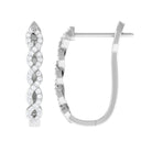 Real Diamond Twisted Rope J Hoop Earrings Diamond - ( HI-SI ) - Color and Clarity - Rosec Jewels