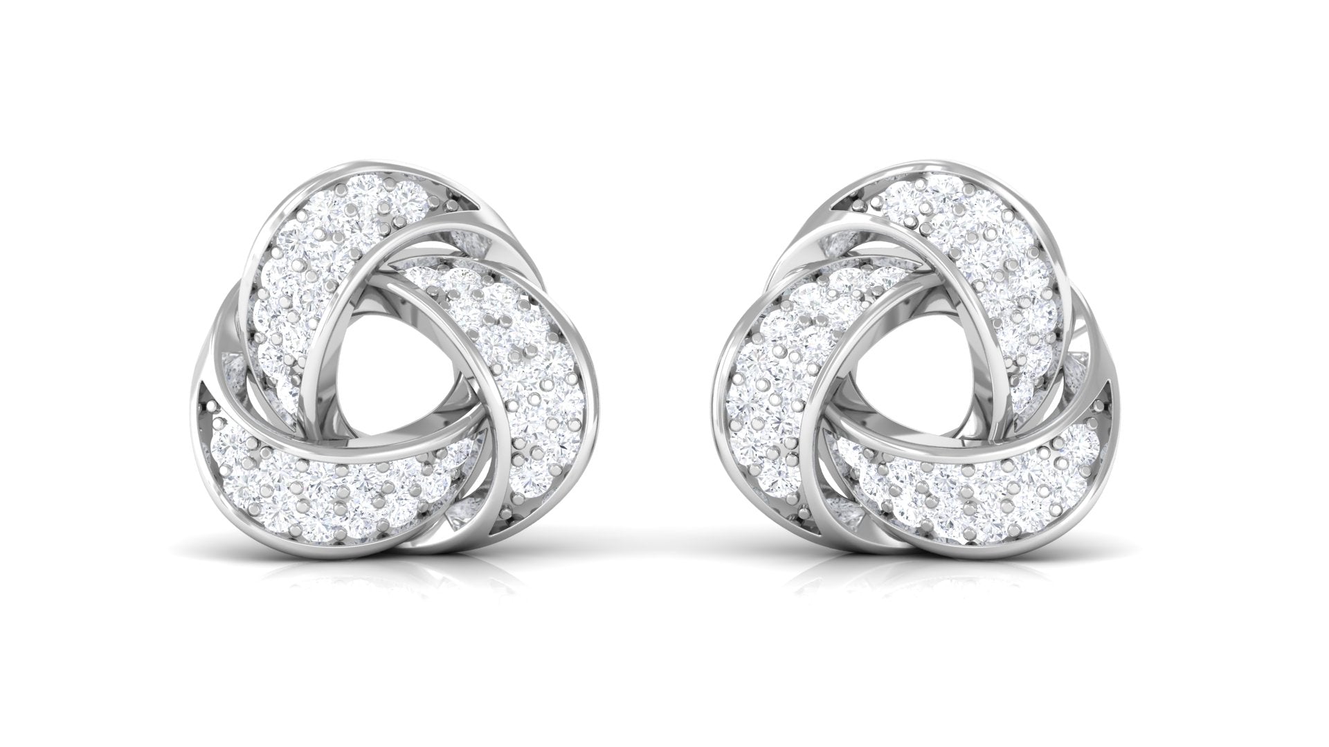 Rosec Jewels-Natural Diamond Knot Stud Earrings with Screw Back