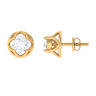 Moissanite Flower Stud Earrings Moissanite - ( D-VS1 ) - Color and Clarity - Rosec Jewels