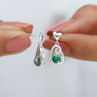 Created Emerald Heart Drop Earrings with Diamond Accent Lab Created Emerald - ( AAAA ) - Quality - Rosec Jewels