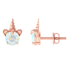 1 CT Ethiopian Opal Unicorn Solitaire Stud Earrings in Gold Ethiopian Opal - ( AAA ) - Quality - Rosec Jewels