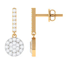 3/4 CT Real Diamond Dangle Earrings in Gold Diamond - ( HI-SI ) - Color and Clarity - Rosec Jewels