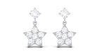 Rosec Jewels-Natural Diamond Star Drop Earrings with Screw Back