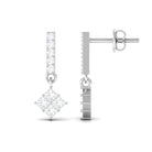 Princess and Round Cut Diamond Contemporary Dangle Earrings Diamond - ( HI-SI ) - Color and Clarity - Rosec Jewels