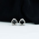 Classic Black and White Diamond Snake Stud Earrings Black Diamond - ( AAA ) - Quality - Rosec Jewels