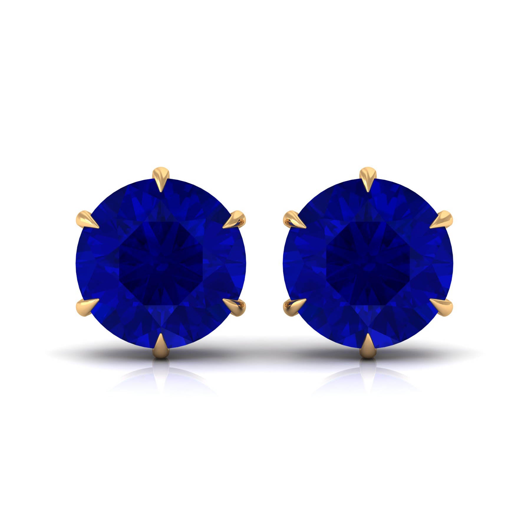 Claw Set Created Blue Sapphire Solitaire Stud Earrings Lab Created Blue Sapphire - ( AAAA ) - Quality - Rosec Jewels