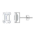 Emerald Cut Cubic Zirconia Solitaire Stud Earrings Zircon - ( AAAA ) - Quality - Rosec Jewels