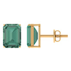 Solitaire Created Green Sapphire Octagon Stud Earrings Lab Created Green Sapphire - ( AAAA ) - Quality - Rosec Jewels