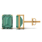 Solitaire Created Green Sapphire Octagon Stud Earrings Lab Created Green Sapphire - ( AAAA ) - Quality - Rosec Jewels