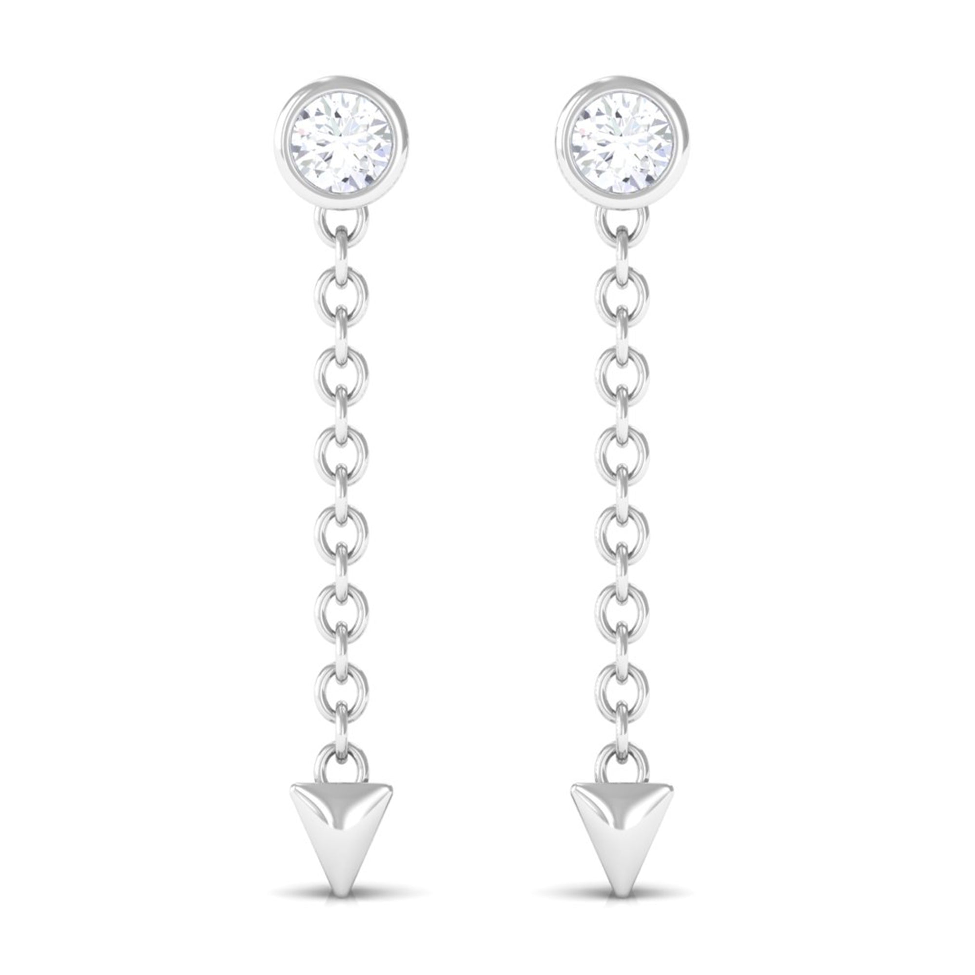 Rosec Jewels-Natural Diamond Long Chain Dangle Earrings