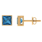 1 CT Princess Cut London Blue Topaz Solitaire Stud Earrings London Blue Topaz - ( AAA ) - Quality - Rosec Jewels