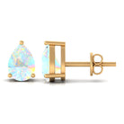 Pear Cut Ethiopian Opal Solitaire Stud Earrings in Gold Ethiopian Opal - ( AAA ) - Quality - Rosec Jewels