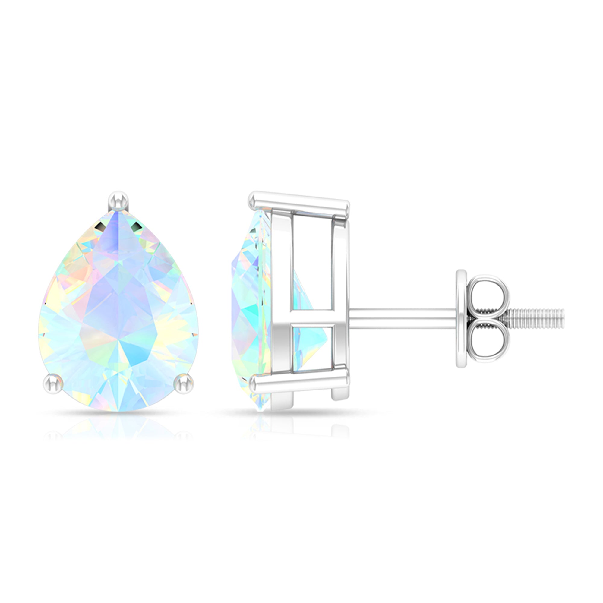 Pear Cut Ethiopian Opal Solitaire Stud Earrings Ethiopian Opal - ( AAA ) - Quality - Rosec Jewels