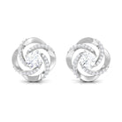 Swirl Stud Earrings Round Shape Moissanite in Prong Setting Moissanite - ( D-VS1 ) - Color and Clarity - Rosec Jewels