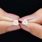 Rose Quartz Solitaire Cute Cat Stud Earrings Rose Quartz - ( AAA ) - Quality - Rosec Jewels