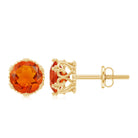 6 MM Fire Opal Solitaire Crown Stud Earrings Fire Opal - ( AAA ) - Quality - Rosec Jewels