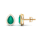 Classic Pear Cut Emerald Diamond Accent Stud Earrings Emerald - ( AAA ) - Quality - Rosec Jewels