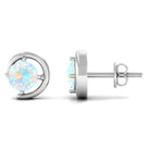 5 MM Prong Set Ethiopian Opal Solitaire Stud Earrings Ethiopian Opal - ( AAA ) - Quality - Rosec Jewels