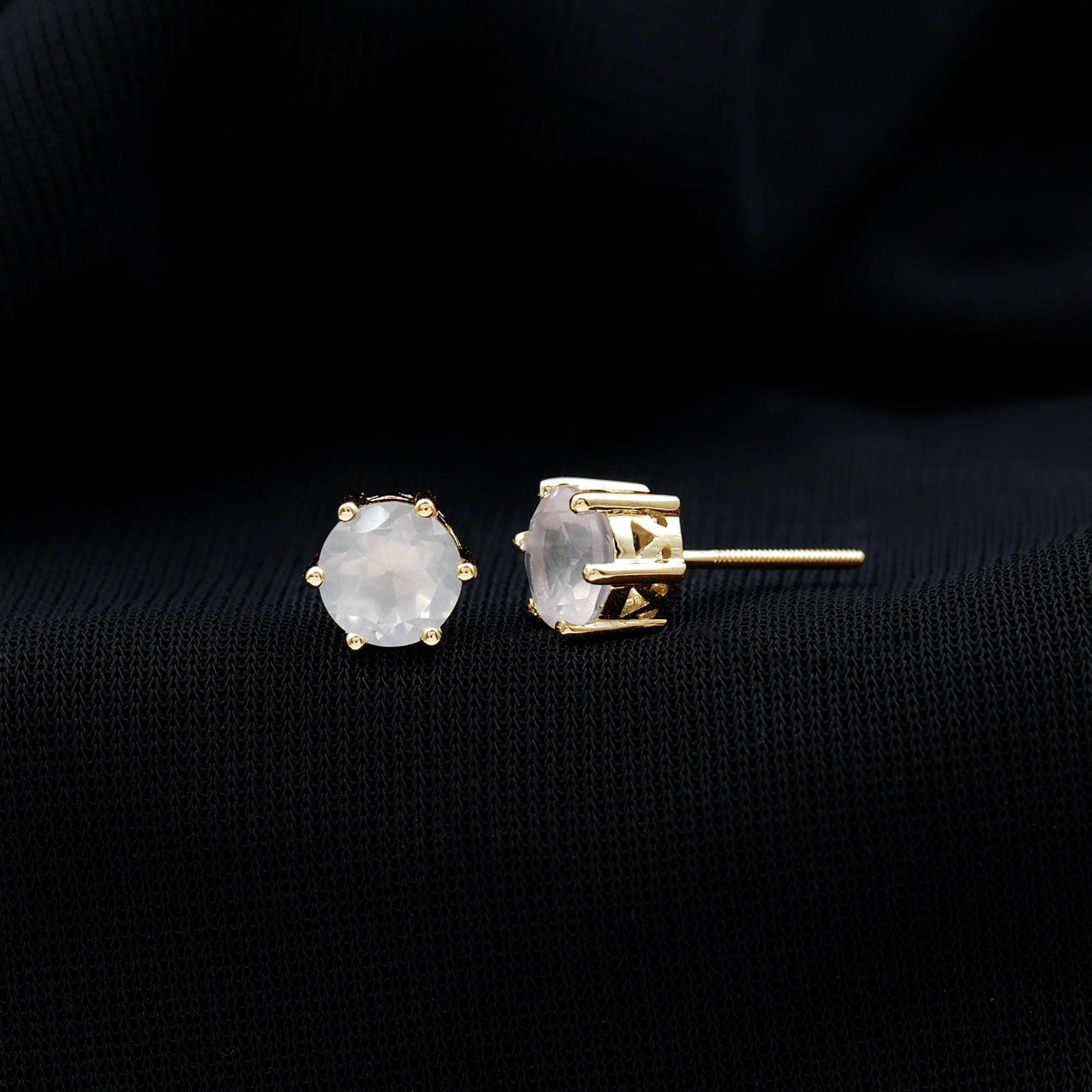 1.5 CT Rose Quartz Solitaire Stud Earrings in Claw Setting Rose Quartz - ( AAA ) - Quality - Rosec Jewels