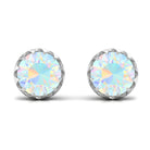 5 MM Ethiopian Opal Solitaire Stud Earring in Scalloped Bezel Setting Ethiopian Opal - ( AAA ) - Quality - Rosec Jewels