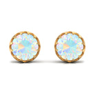 5 MM Ethiopian Opal Solitaire Stud Earring in Scalloped Bezel Setting Ethiopian Opal - ( AAA ) - Quality - Rosec Jewels