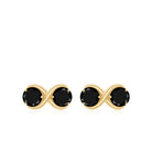 1.50 CT Simple Black Diamond Two Stone Infinity Stud Earrings Black Diamond - ( AAA ) - Quality - Rosec Jewels