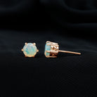 6 MM Round Ethiopian Opal Solitaire Stud Earrings in 6 Claw Prong Setting Ethiopian Opal - ( AAA ) - Quality - Rosec Jewels