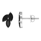 1.25 CT Marquise Black Spinel Leaf Cluster Stud Earrings in Prong Setting Black Spinel - ( AAA ) - Quality - Rosec Jewels