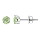 4 MM Genuine Green Sapphire Solitaire Stud Earrings in 6 Prong Setting Green Sapphire - ( AAA ) - Quality - Rosec Jewels