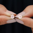 Natural Rose Quartz Solitaire Stud Earrings in 6 Claw Prong Setting Rose Quartz - ( AAA ) - Quality - Rosec Jewels