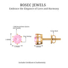 Natural Rose Quartz Solitaire Stud Earrings in 6 Claw Prong Setting Rose Quartz - ( AAA ) - Quality - Rosec Jewels