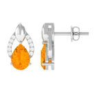 1.5 CT Pear Cut Fire Opal Bridal Stud Earrings with Diamond Accent Fire Opal - ( AAA ) - Quality - Rosec Jewels