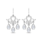 Vintage Inspired Pear Shape Zircon Dangle Earrings in Gold Zircon - ( AAAA ) - Quality - Rosec Jewels