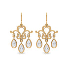 Vintage Inspired Pear Shape Zircon Dangle Earrings in Gold Zircon - ( AAAA ) - Quality - Rosec Jewels