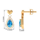 Pear Cut Swiss Blue Topaz Bridal Drop Earrings with Diamond Halo Swiss Blue Topaz - ( AAA ) - Quality - Rosec Jewels