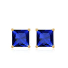 1.50 CT Princess Cut Created Blue Sapphire Solitaire Stud Earrings Lab Created Blue Sapphire - ( AAAA ) - Quality - Rosec Jewels