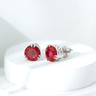 8 MM Lab Created Ruby Solitaire Stud Earrings for Women Lab Created Ruby - ( AAAA ) - Quality - Rosec Jewels