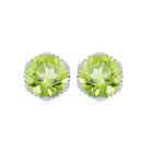 6 MM Peridot Solitaire Crown Stud Earrings Peridot - ( AAA ) - Quality - Rosec Jewels